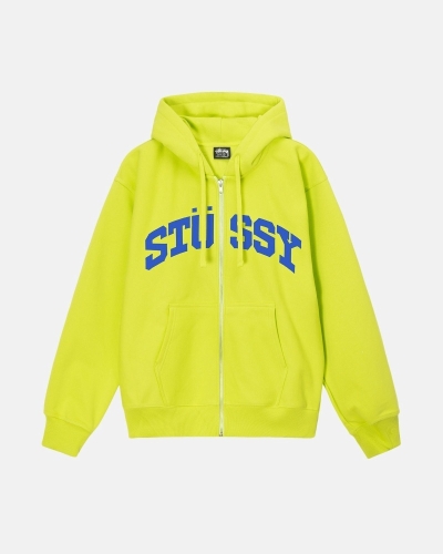 Light Green Men's Stussy Block Sport Zip Hoodies | CA0000022