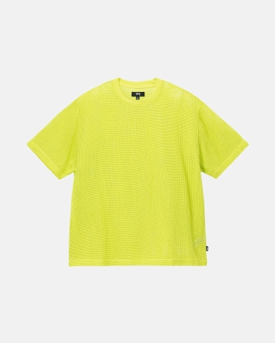 Light Green Men's Stussy Cotton Mesh Ss Crew T Shirts | CA0000143