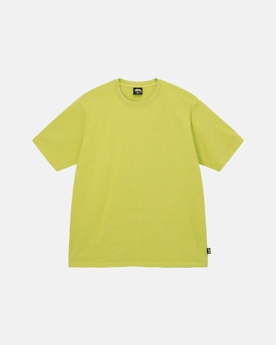 Light Green Men's Stussy Heavyweight Pigment Dyed Crew T Shirts | CA0000196