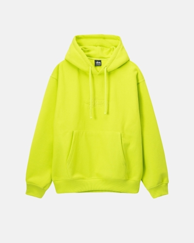 Light Green Men's Stussy Stock Logo Applique Hoodies | CA0000080