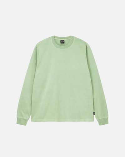 Mint Men's Stussy Heavyweight Pigment Dyed Ls Crew T Shirts | CA0000212