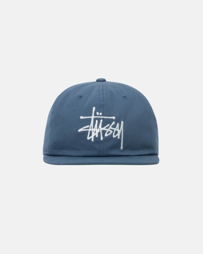 Navy Men's Stussy Basic Strapback Caps | CA0000395