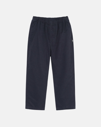 Navy Men's Stussy Brushed Beach Pants | CA0000548