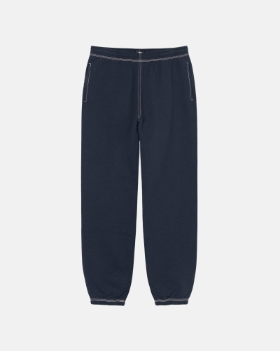 Navy Men's Stussy Contrast Stitch Label Pant Sweatpants | CA0000875