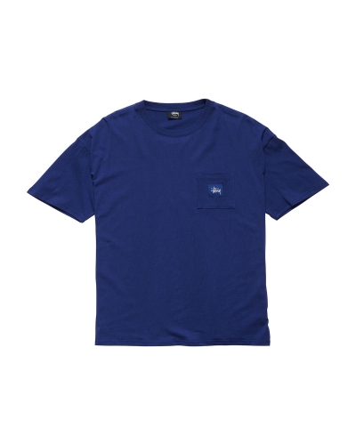 Navy Men's Stussy Graffiti Label SS T Shirts | CA0000179