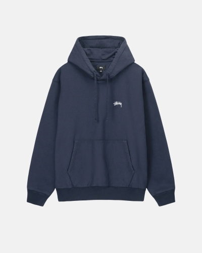 Navy Men's Stussy Overdyed Stock Logo Hoodies | CA0000049