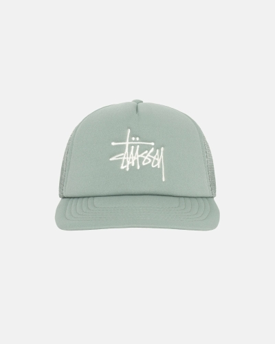 Olive Men's Stussy Big Basic Trucker Caps | CA0000401