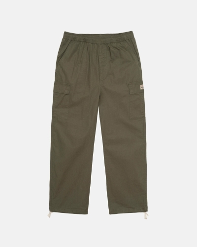 Olive Men's Stussy Ripstop Cargo Beach Pants | CA0000585