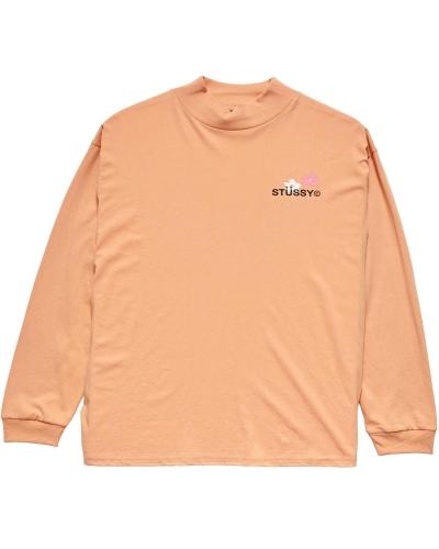 Orange Women's Stussy City Flower Mock Neck LS Sweatshirts | CA0000904