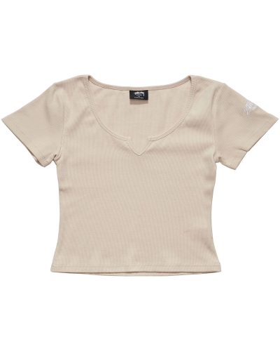 Orange Women's Stussy Mission Rib Insert T Shirts | CA0000245