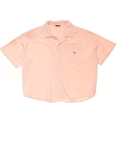 Orange Women's Stussy Vermont OS Shirt Sportswear | CA0000802