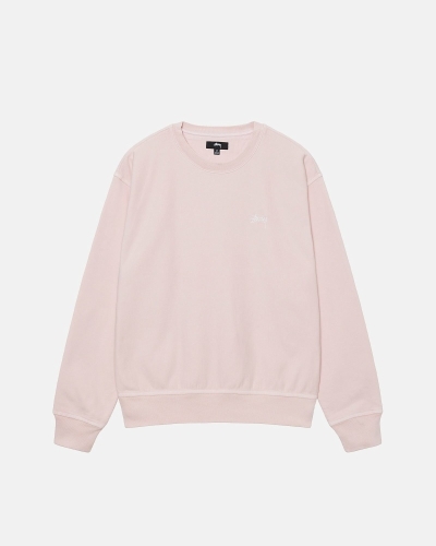 Pink Men's Stussy Overdyed Stock Logo Crew Hoodies | CA0000052