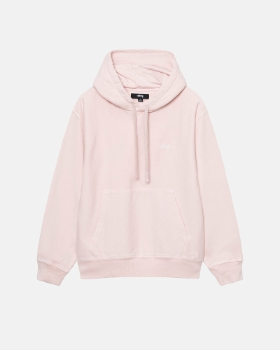 Pink Men's Stussy Overdyed Stock Logo Hoodies | CA0000050