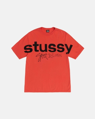 Pink Men's Stussy Sport 100% Pigment Dyed T Shirts | CA0000268