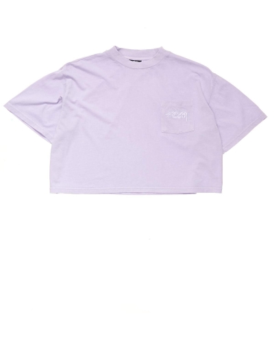 Pink Women's Stussy Designs Pocket Boxy T Shirts | CA0000152