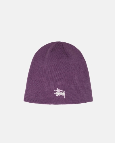 Purple Men's Stussy Basic Skullcap Beanie | CA0000387