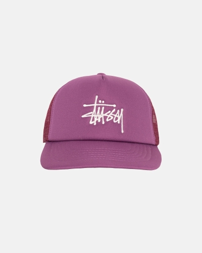 Purple Men's Stussy Big Basic Trucker Caps | CA0000400