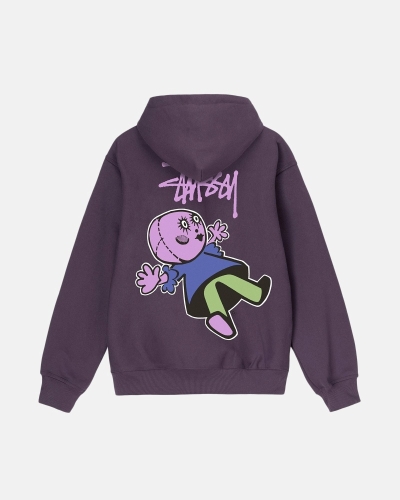 Purple Men's Stussy Dollie Zip Hoodies | CA0000038