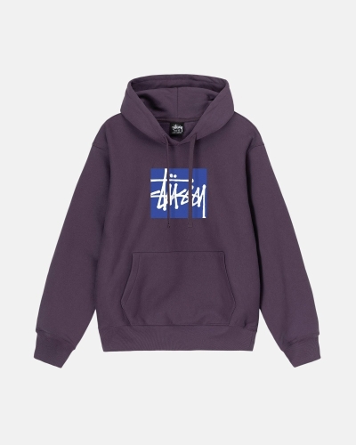 Purple Men's Stussy Stock Box Hoodies | CA0000074