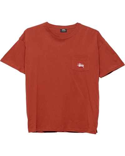 Red Men's Stussy Graffiti Pocket T Shirts | CA0000183