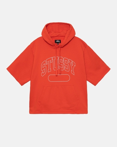 Red Men's Stussy Ss Boxy Cropped Hoodies | CA0000070