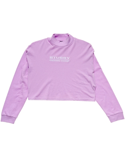 Red Women's Stussy Design Corp. Mock Neck LS Sweatshirts | CA0000913