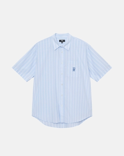 Stripes Men's Stussy Boxy Striped Ss Shirts | CA0000299