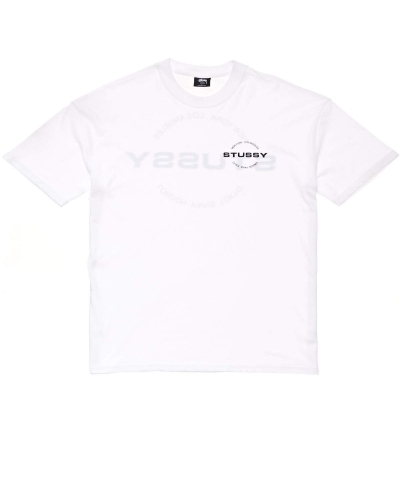 White Men's Stussy City Circle SS T Shirts | CA0000124