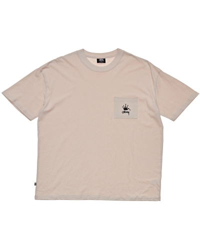 White Men's Stussy Crown Pocket SS T Shirts | CA0000147