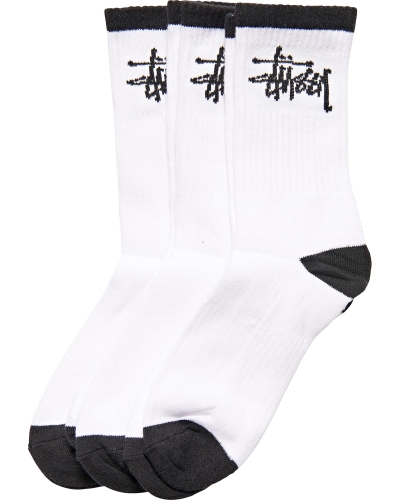 White Men's Stussy Graffiti Crew (3 Pack) Socks | CA0000727