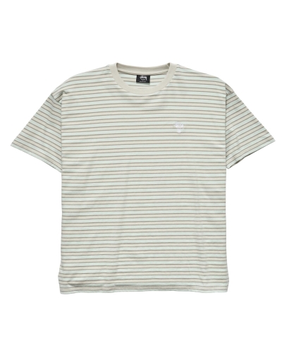 White Men's Stussy Morning Stripe SS T Shirts | CA0000248