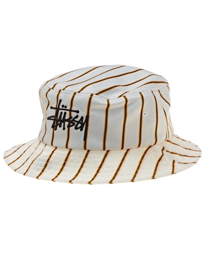 White Men's Stussy Pinstripe Graffiti Bucket Hats | CA0000474