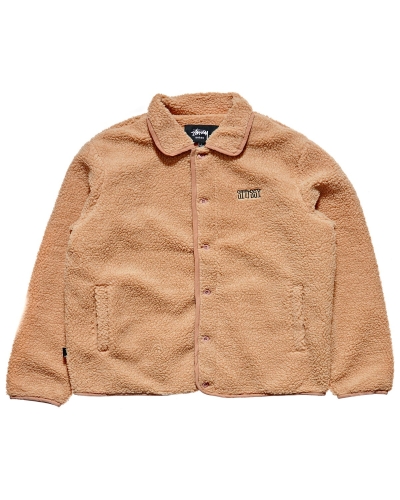 White Men's Stussy Sherpa Button Down Jackets | CA0000359