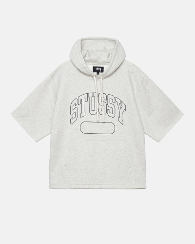 White Men's Stussy Ss Boxy Cropped Hoodies | CA0000072