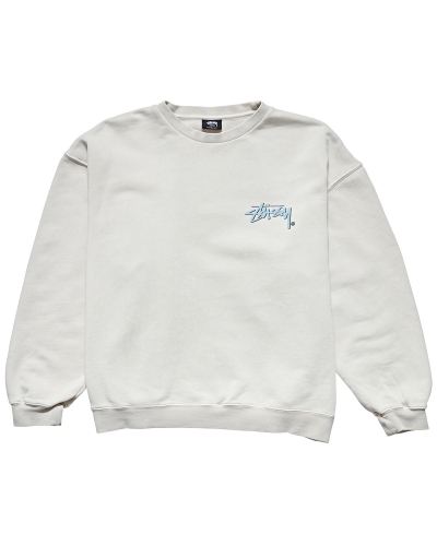 White Men's Stussy Stock Shadow Crew Sweaters | CA0000855