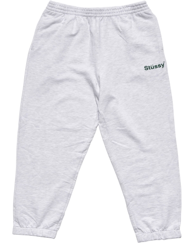 White Men's Stussy Text Fleece Track Pants | CA0001008