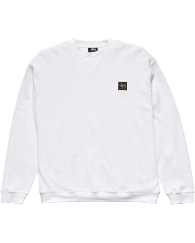 White Men's Stussy Workwear Waffle Crew Sweaters | CA0000866