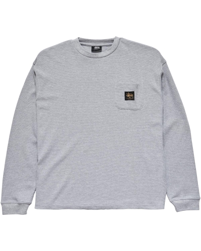 White Men's Stussy Workwear Waffle Sweatshirts | CA0000963