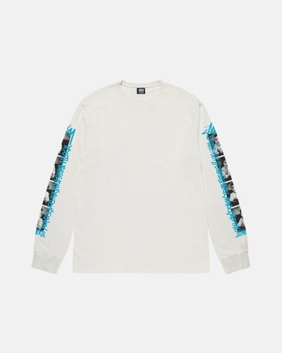 White Men's Stussy Youth Brigade Pigment Dyed Ls T Shirts | CA0000290