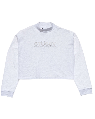 White Women's Stussy Chandler Mock Neck LS Sweatshirts | CA0000895