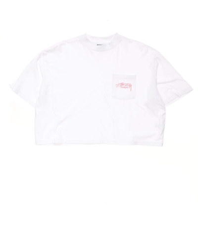 White Women's Stussy Designs Pocket Boxy T Shirts | CA0000151