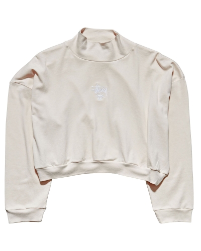 White Women's Stussy Ellen Rib Turtleneck Sweatshirts | CA0000918