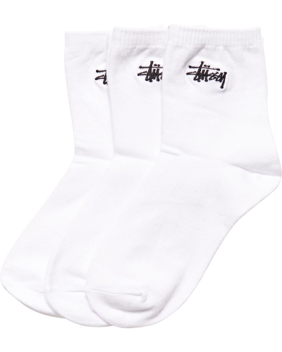 White Women's Stussy Graffiti Crew (3 Pack) Socks | CA0000728