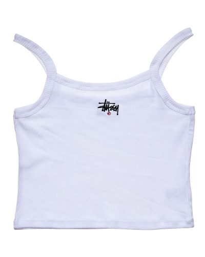 White Women's Stussy Graffiti Rib Singlets | CA0000718