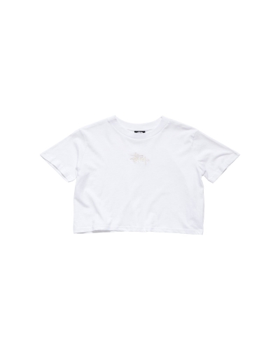 White Women's Stussy Graffiti Slim T Shirts | CA0000191