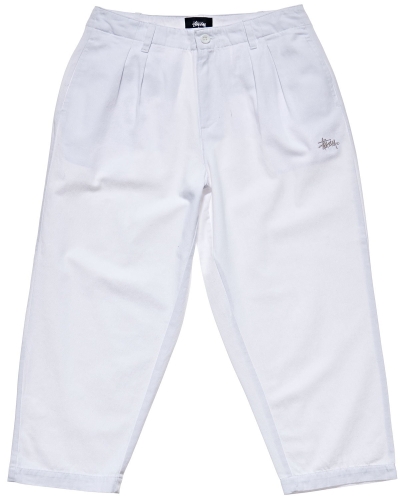 White Women's Stussy Harlan Cropped Pleat Pants | CA0000558