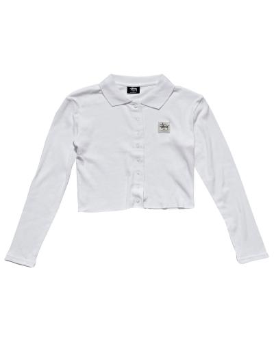 White Women's Stussy Markham Rib LS Shirts | CA0000321