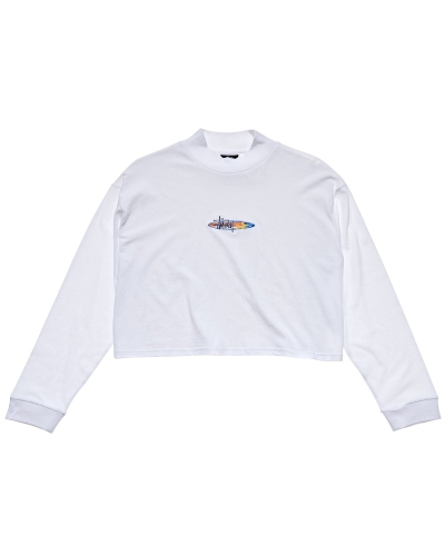 White Women's Stussy Maui Mock Neck LS Sweatshirts | CA0000939