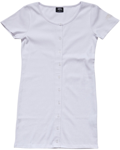 White Women's Stussy Mission Rib Tee Dress | CA0000517