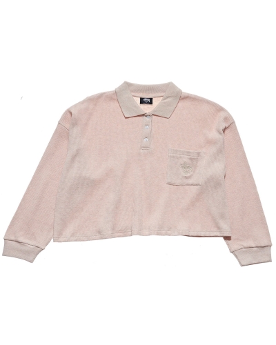 White Women's Stussy Owens Waffle OS Polo Sweatshirts | CA0000947